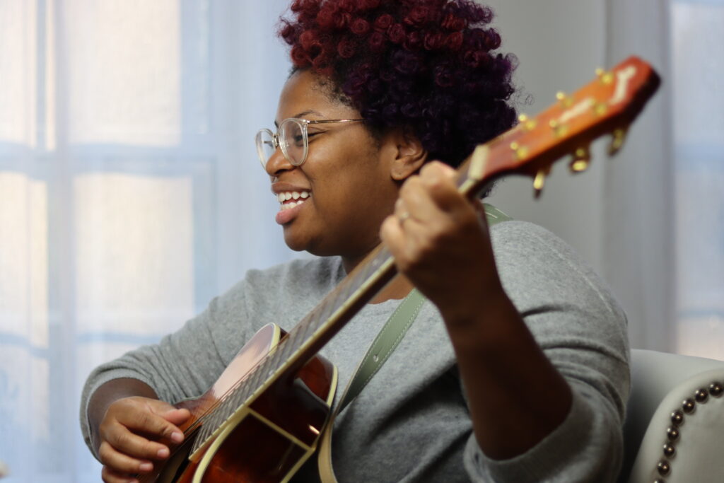Peace Pressley playing a beautiful Sycamore Flamed Ibanez guitar!